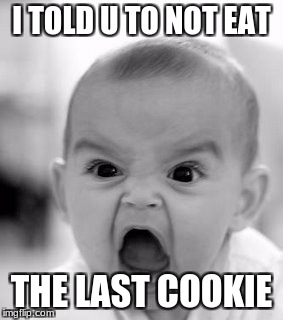 Angry Baby Meme | I TOLD U TO NOT EAT; THE LAST COOKIE | image tagged in memes,angry baby | made w/ Imgflip meme maker
