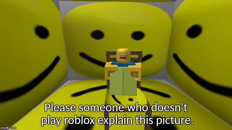 OOF |  Please someone who doesn't play roblox explain this picture. | image tagged in oof,minecraft | made w/ Imgflip meme maker