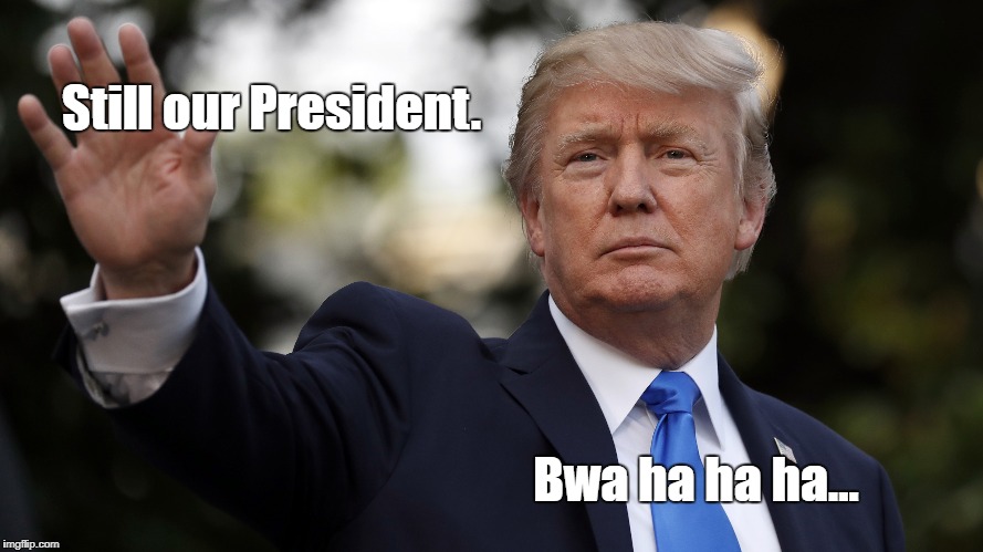 Still our President. | Still our President. Bwa ha ha ha... | image tagged in president trump | made w/ Imgflip meme maker