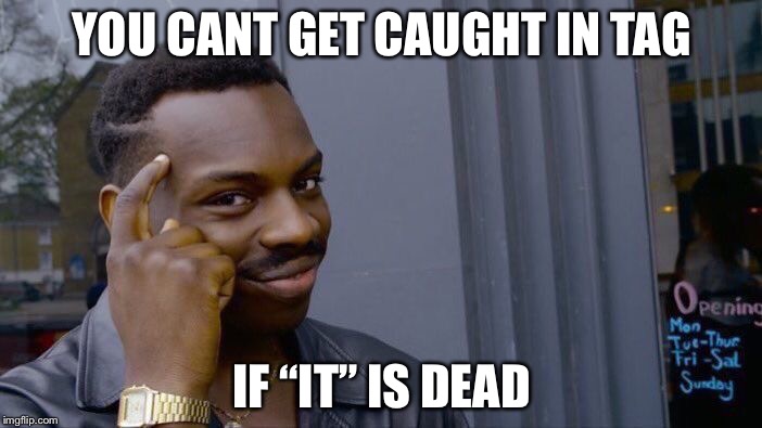 Roll Safe Think About It | YOU CANT GET CAUGHT IN TAG; IF “IT” IS DEAD | image tagged in memes,roll safe think about it | made w/ Imgflip meme maker