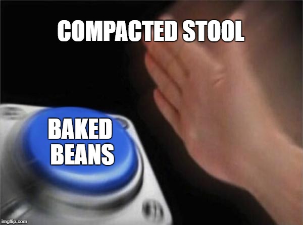 Blank Nut Button | COMPACTED STOOL; BAKED BEANS | image tagged in memes,blank nut button | made w/ Imgflip meme maker