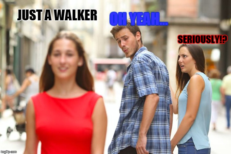 big problem with a gril and a perver | JUST A WALKER; OH YEAH... SERIOUSLY!? | image tagged in memes,distracted boyfriend,pervert | made w/ Imgflip meme maker