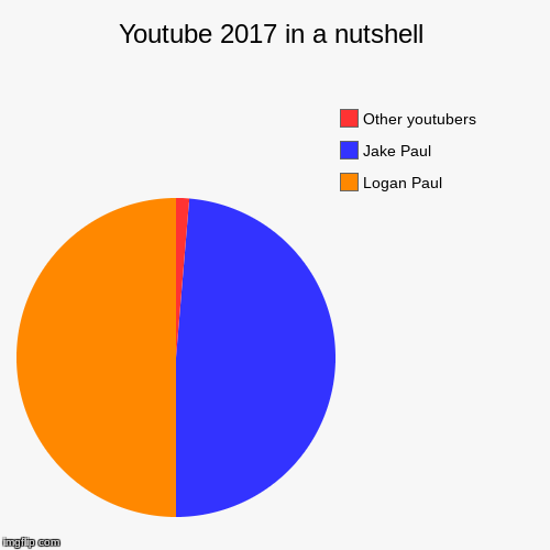 Youtube 2017 in a nutshell | Logan Paul, Jake Paul, Other youtubers | image tagged in funny,pie charts | made w/ Imgflip chart maker