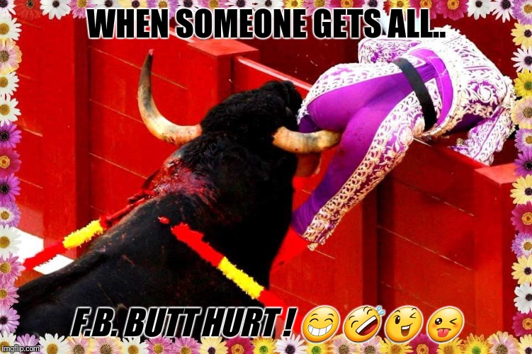 When theres gonna be Butt hurt  | WHEN SOMEONE GETS ALL.. F.B. BUTT HURT ! 😁🤣😉😜 | image tagged in when theres gonna be butt hurt | made w/ Imgflip meme maker