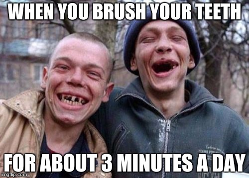 Ugly Twins Meme | WHEN YOU BRUSH YOUR TEETH; FOR ABOUT 3 MINUTES A DAY | image tagged in memes,ugly twins | made w/ Imgflip meme maker
