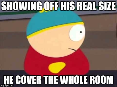 Eric Cartman is fat | SHOWING OFF HIS REAL SIZE; HE COVER THE WHOLE ROOM | image tagged in respect my authoritah | made w/ Imgflip meme maker