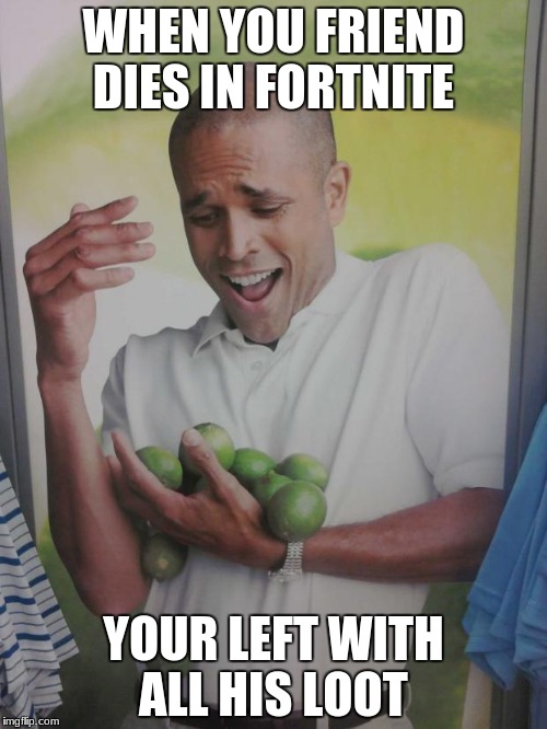 Why Can't I Hold All These Limes | WHEN YOU FRIEND DIES IN FORTNITE; YOUR LEFT WITH ALL HIS LOOT | image tagged in memes,why can't i hold all these limes | made w/ Imgflip meme maker