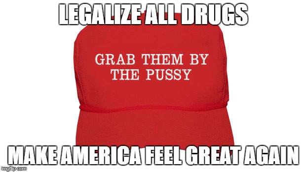 Trump cap | LEGALIZE ALL DRUGS; MAKE AMERICA FEEL GREAT AGAIN | image tagged in trump cap | made w/ Imgflip meme maker