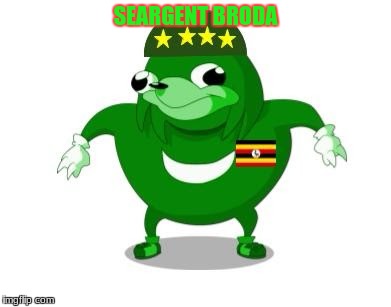 beware north korea, this is what you're dealing with! | SEARGENT BRODA | image tagged in ugandan knuckles,uganda knuckles,north korea,memes | made w/ Imgflip meme maker