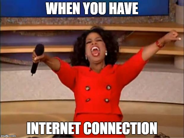 When you have Internet connection | WHEN YOU HAVE; INTERNET CONNECTION | image tagged in memes,oprah you get a | made w/ Imgflip meme maker