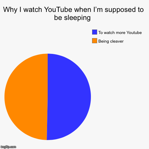 Why I watch YouTube when I’m supposed to be sleeping  | Being cleaver , To watch more Youtube | image tagged in funny,pie charts | made w/ Imgflip chart maker