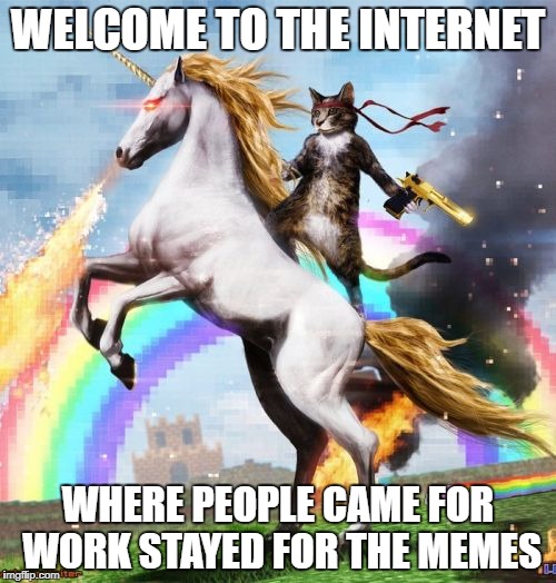 nothing like looking at memes at work | WELCOME TO THE INTERNET; WHERE PEOPLE CAME FOR WORK STAYED FOR THE MEMES | image tagged in memes,welcome to the internets,ssby | made w/ Imgflip meme maker