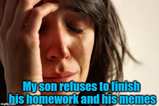 First World Problems Meme | My son refuses to finish his homework and his memes | image tagged in memes,first world problems | made w/ Imgflip meme maker