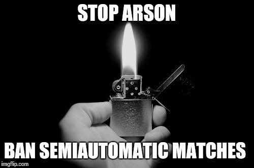 lighter | STOP ARSON; BAN SEMIAUTOMATIC MATCHES | image tagged in lighter | made w/ Imgflip meme maker
