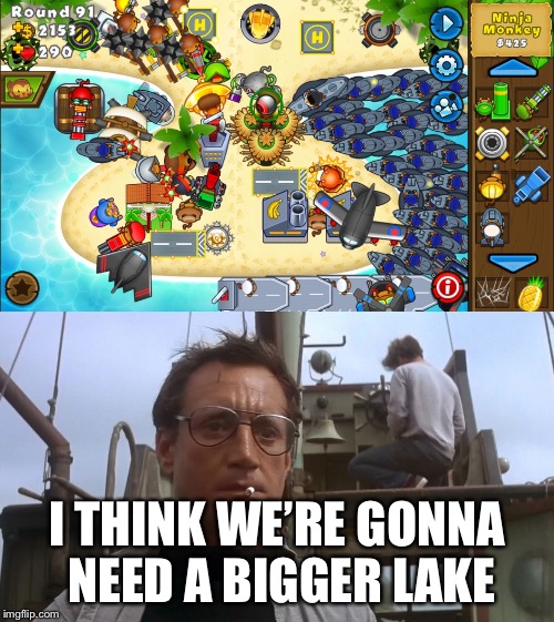 My sister & I were playing Co-op mode... here is her submarine army | I THINK WE’RE GONNA NEED A BIGGER LAKE | image tagged in memes,going to need a bigger boat,video games,screenshot | made w/ Imgflip meme maker