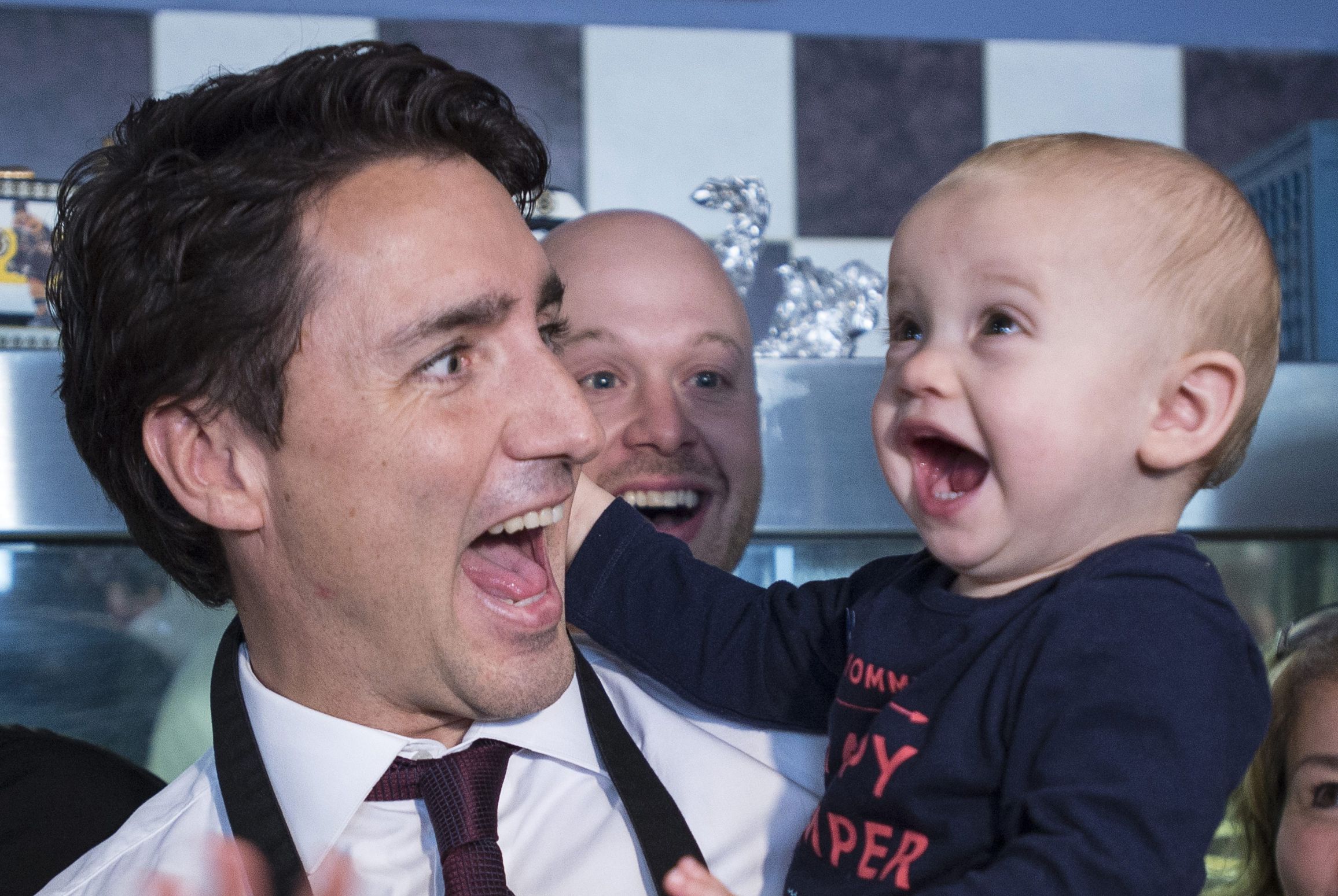 High Quality Justin Trudeau and Baby Blank Meme Template