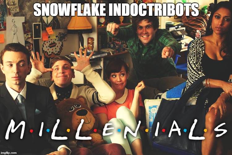 The indoctrinated generation | SNOWFLAKE INDOCTRIBOTS | image tagged in millennials | made w/ Imgflip meme maker