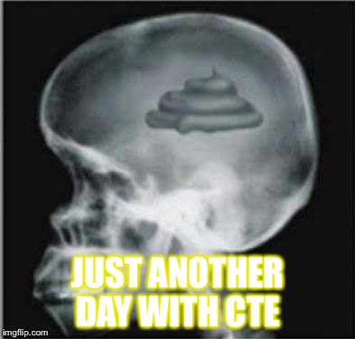 Shit for brains |  JUST ANOTHER DAY WITH CTE | image tagged in shit for brains | made w/ Imgflip meme maker