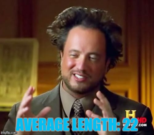 Ancient Aliens Meme | AVERAGE LENGTH: 22 | image tagged in memes,ancient aliens | made w/ Imgflip meme maker