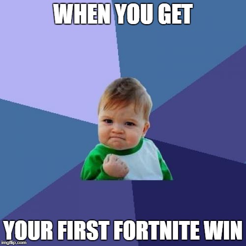 Success Kid Meme | WHEN YOU GET; YOUR FIRST FORTNITE WIN | image tagged in memes,success kid | made w/ Imgflip meme maker