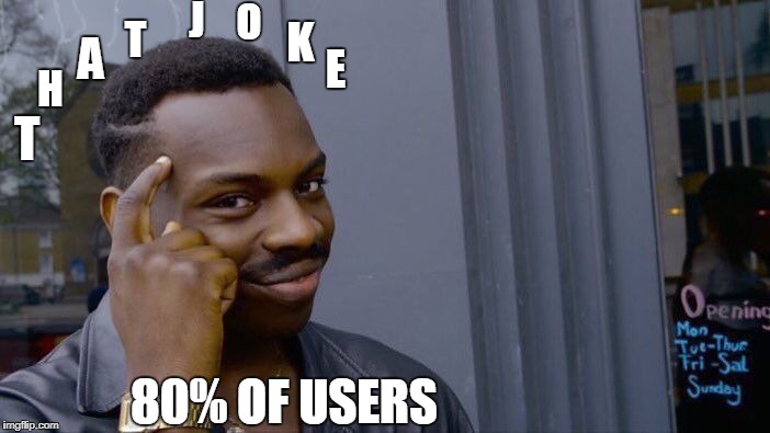 Roll Safe Think About It Meme | T 80% OF USERS H A T J O K E | image tagged in memes,roll safe think about it | made w/ Imgflip meme maker