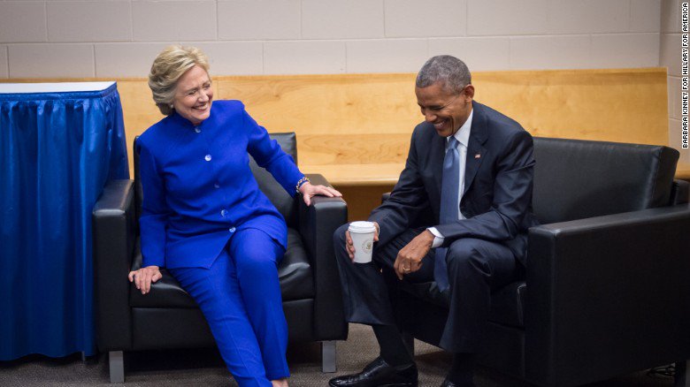 High Quality Obama Clinton laugh Blank Meme Template