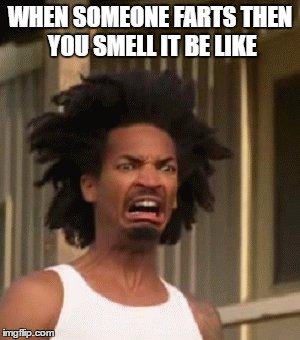 Disgusted Face | WHEN SOMEONE FARTS THEN YOU SMELL IT BE LIKE | image tagged in disgusted face | made w/ Imgflip meme maker