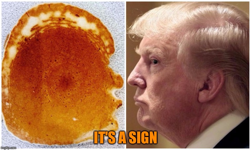 Trump pancake | IT'S A SIGN | image tagged in trump pancake | made w/ Imgflip meme maker