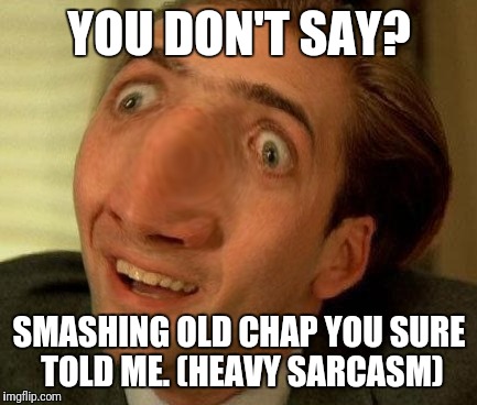 YOU DON'T SAY? SMASHING OLD CHAP YOU SURE TOLD ME. (HEAVY SARCASM) | made w/ Imgflip meme maker