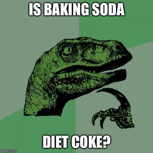 Philosoraptor Meme | IS BAKING SODA DIET COKE? | image tagged in memes,philosoraptor | made w/ Imgflip meme maker