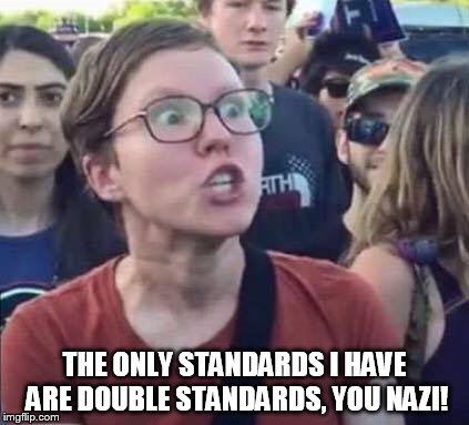 THE ONLY STANDARDS I HAVE ARE DOUBLE STANDARDS, YOU NAZI! | made w/ Imgflip meme maker