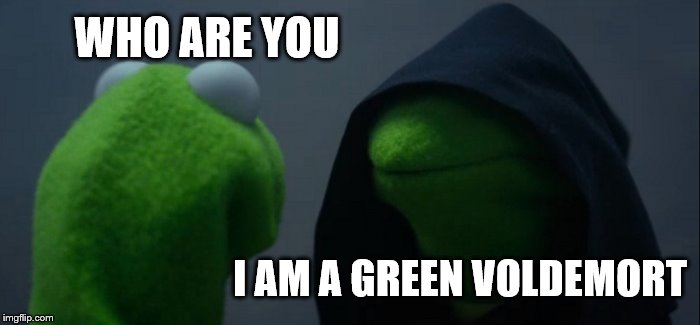 Evil Kermit Meme | WHO ARE YOU I AM A GREEN VOLDEMORT | image tagged in memes,evil kermit | made w/ Imgflip meme maker