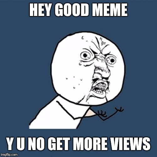 Y U No Meme | HEY GOOD MEME; Y U NO GET MORE VIEWS | image tagged in memes,y u no | made w/ Imgflip meme maker