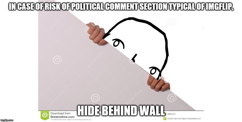 IN CASE OF RISK OF POLITICAL COMMENT SECTION TYPICAL OF IMGFLIP, HIDE BEHIND WALL | made w/ Imgflip meme maker