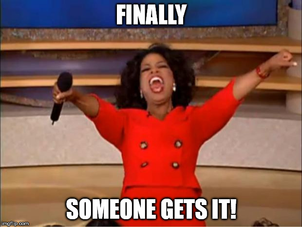 Oprah You Get A Meme | FINALLY SOMEONE GETS IT! | image tagged in memes,oprah you get a | made w/ Imgflip meme maker