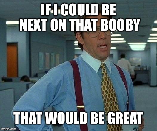 That Would Be Great Meme | IF I COULD BE NEXT ON THAT BOOBY THAT WOULD BE GREAT | image tagged in memes,that would be great | made w/ Imgflip meme maker
