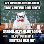 WE DISREGARDS BARIUM TODAY, WE WILL CALUCATE CARBON, OXYGEN, NITROGEN, PLUS  SCI (THAT HURTS) O US A LOT | made w/ Imgflip meme maker