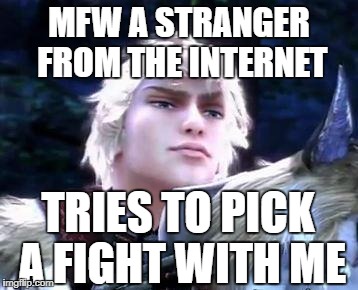 smugtroklos | MFW A STRANGER FROM THE INTERNET; TRIES TO PICK A FIGHT WITH ME | image tagged in smugtroklos | made w/ Imgflip meme maker