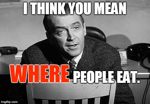 I THINK YOU MEAN PEOPLE EAT. WHERE | made w/ Imgflip meme maker