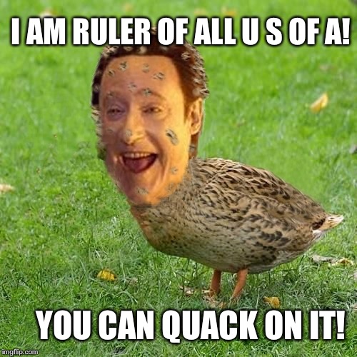 And I was yesterday, and the day before | I AM RULER OF ALL U S OF A! YOU CAN QUACK ON IT! | image tagged in cool bullshit da data duckith,do the duck duck,go dicky ducky,heavy breathing cat,here once stood,meme | made w/ Imgflip meme maker
