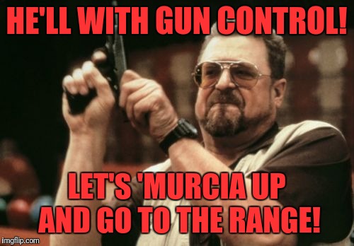 Am I The Only One Around Here Meme | HE'LL WITH GUN CONTROL! LET'S 'MURCIA UP AND GO TO THE RANGE! | image tagged in memes,am i the only one around here | made w/ Imgflip meme maker