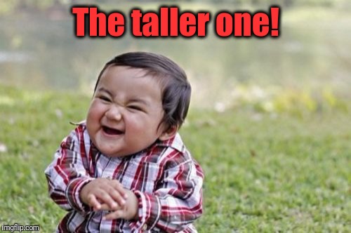 Evil Toddler Meme | The taller one! | image tagged in memes,evil toddler | made w/ Imgflip meme maker