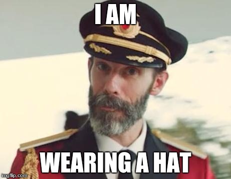 Captain Obvious | I AM; WEARING A HAT | image tagged in captain obvious | made w/ Imgflip meme maker