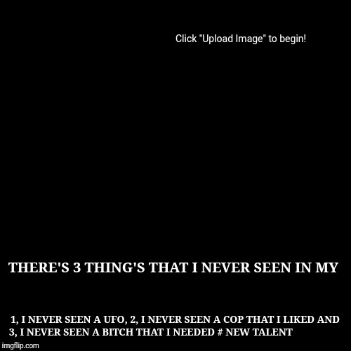 THERE'S 3 THING'S THAT I NEVER SEEN IN MY | 1, I NEVER SEEN A UFO, 2, I NEVER SEEN A COP THAT I LIKED AND 3, I NEVER SEEN A B**CH THAT I NEE | image tagged in funny,demotivationals | made w/ Imgflip demotivational maker