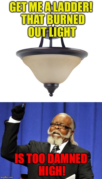 I saw the light, was burned out. | GET ME A LADDER!  THAT BURNED OUT LIGHT; IS TOO DAMNED HIGH! | image tagged in too damn high,light,memes,funny | made w/ Imgflip meme maker