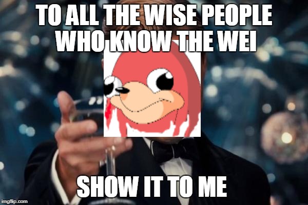 Leonardo Dicaprio Cheers | TO ALL THE WISE PEOPLE WHO KNOW THE WEI; SHOW IT TO ME | image tagged in memes,leonardo dicaprio cheers | made w/ Imgflip meme maker