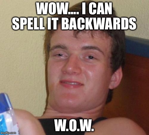 10 Guy Meme | WOW.... I CAN SPELL IT BACKWARDS; W.O.W. | image tagged in memes,10 guy | made w/ Imgflip meme maker