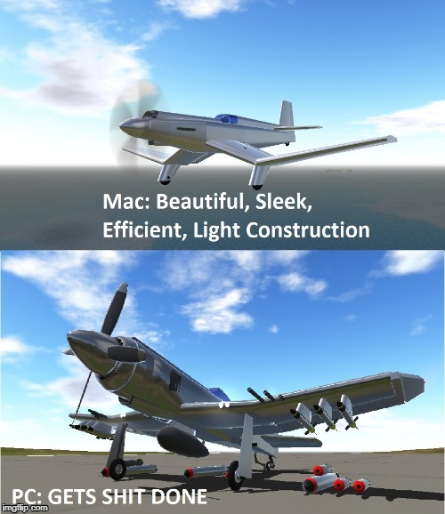 PC vs. MAC SimplePlanes Edition | image tagged in pcvsmac | made w/ Imgflip meme maker