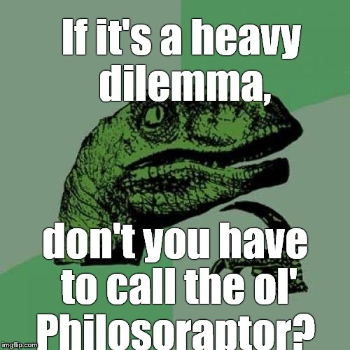 Philosoraptor Meme | If it's a heavy dilemma, don't you have to call the ol' Philosoraptor? | image tagged in memes,philosoraptor | made w/ Imgflip meme maker