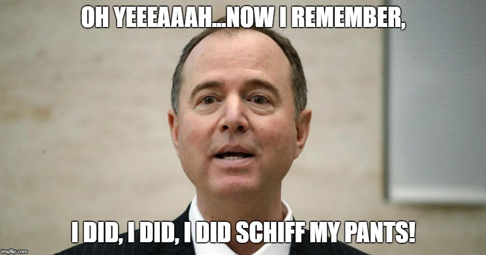 OH YEEEAAAH...NOW I REMEMBER, I DID, I DID, I DID SCHIFF MY PANTS! | image tagged in schiff | made w/ Imgflip meme maker